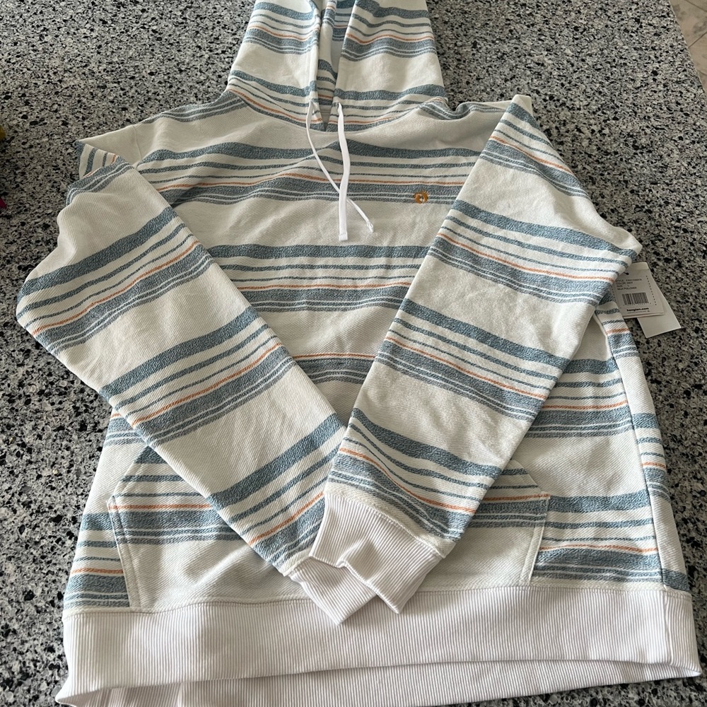 NWT Hang Ten Blue and White Striped Baja Hoodie Sweater